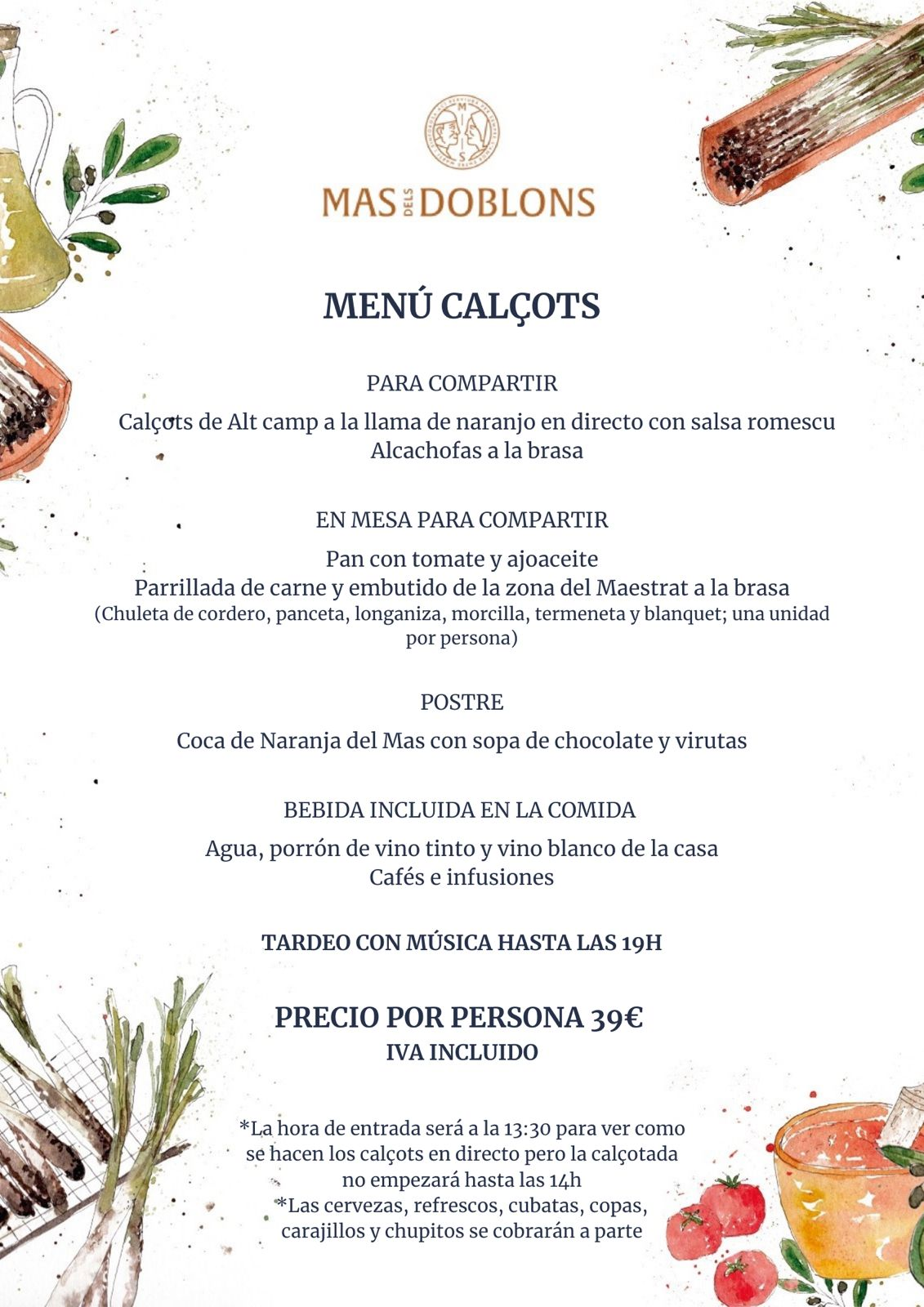 Menú Calçots Mas dels Doblons